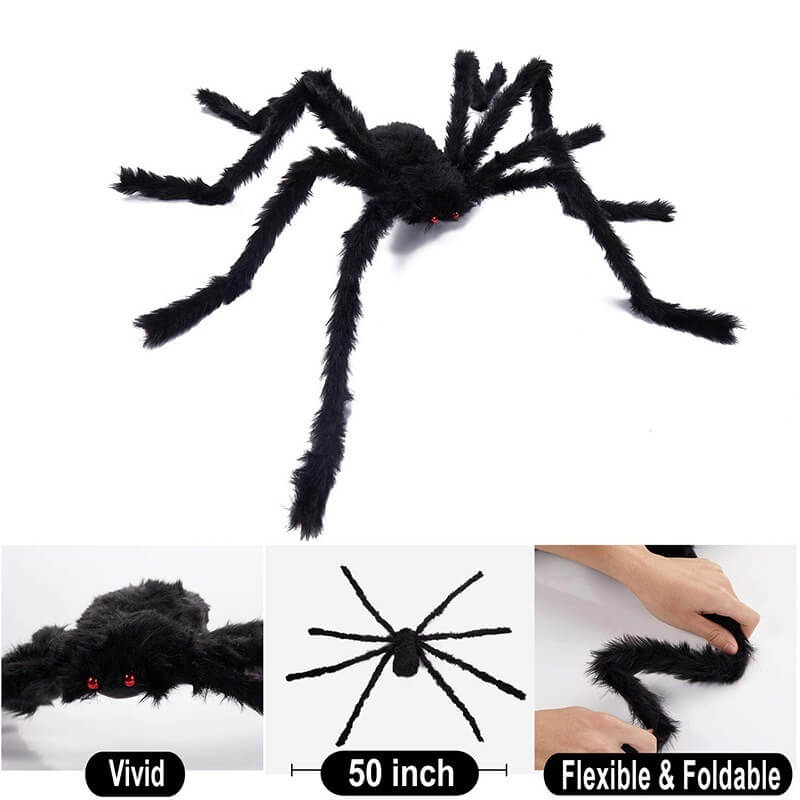 Giant Black Plush Spider - Dekor