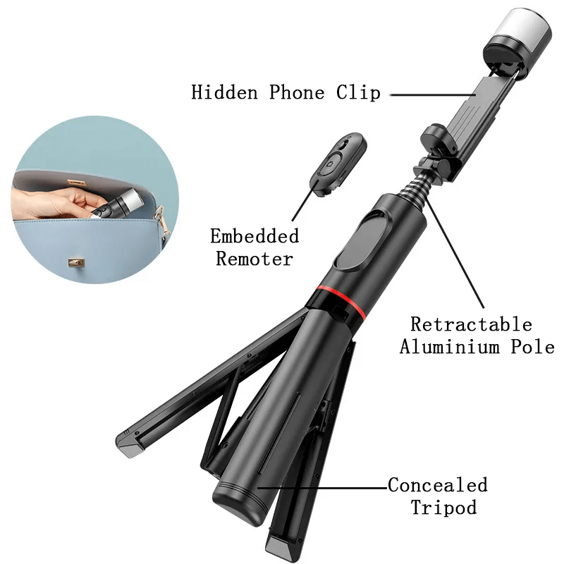 Selfiestick-stativ med fjernkontroll