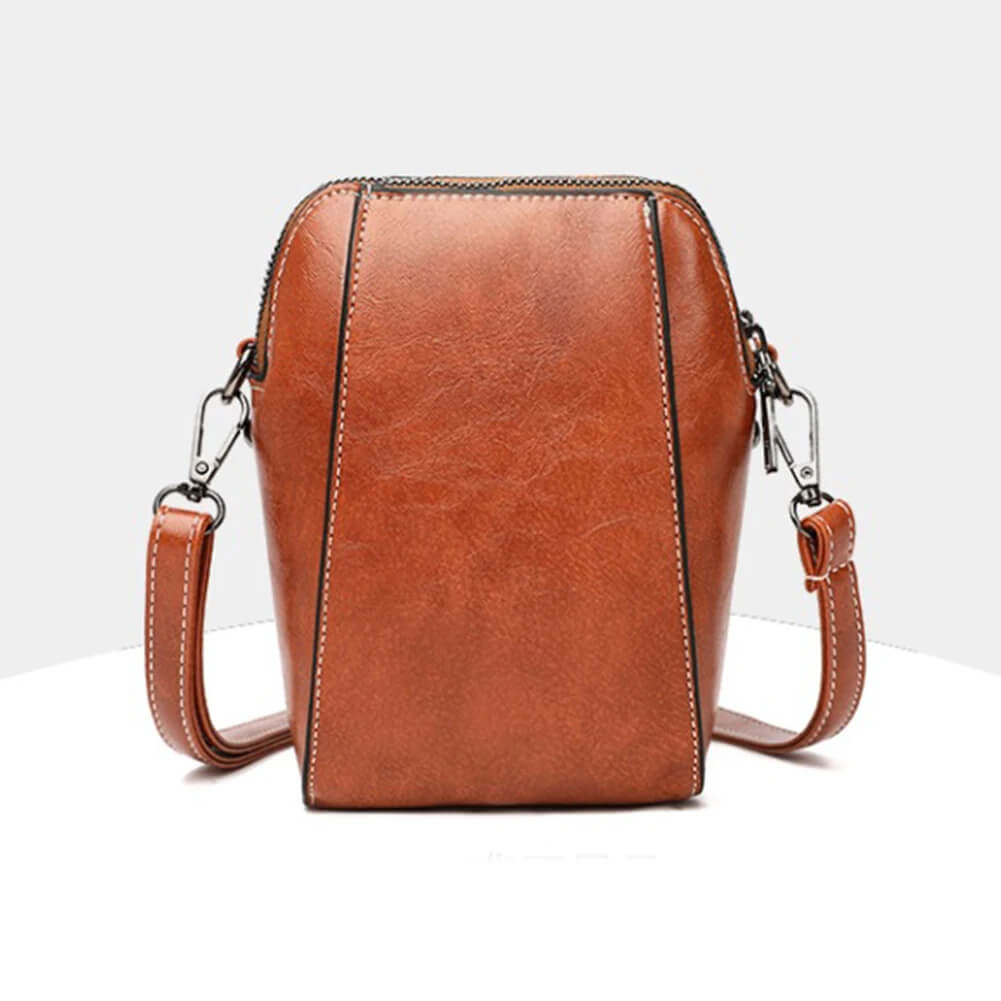 Vintage Crossbody Skinnveske for Kvinner - Justerbar Skulderrem, Kompakt Design og Elegant Stil